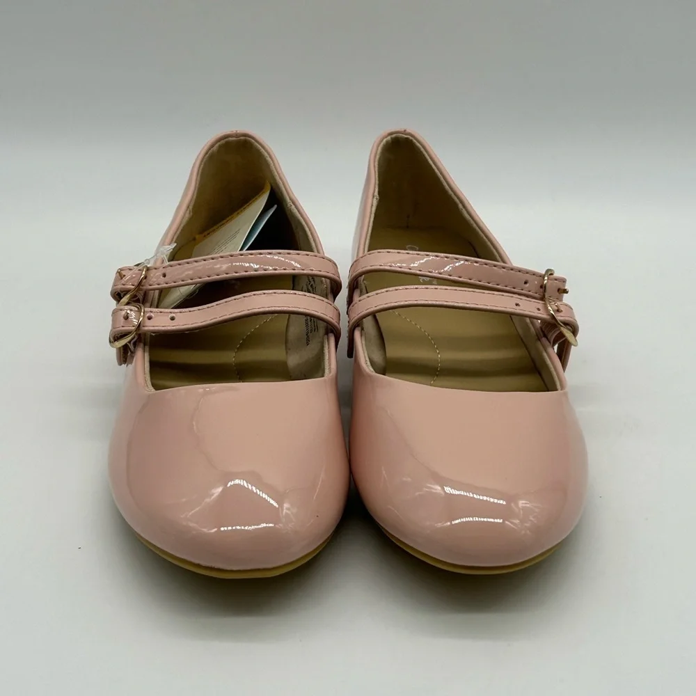 Cat & Jack Pink Double Strap Pink Flats | Sz 2 l Vegan | New With Tags l No Box